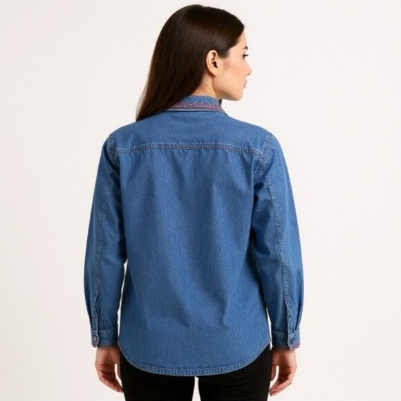Northern Reflection Chambray Shacket Embroidered Women's Medium - Picture 5 of 12
